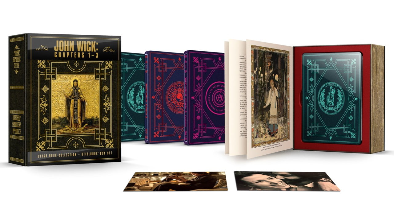 John Wick: Chapters 1-3 Stash Book Collection - Steelbook Box Set (4K Ultra HD + Blu-Ray + Digital Copy)