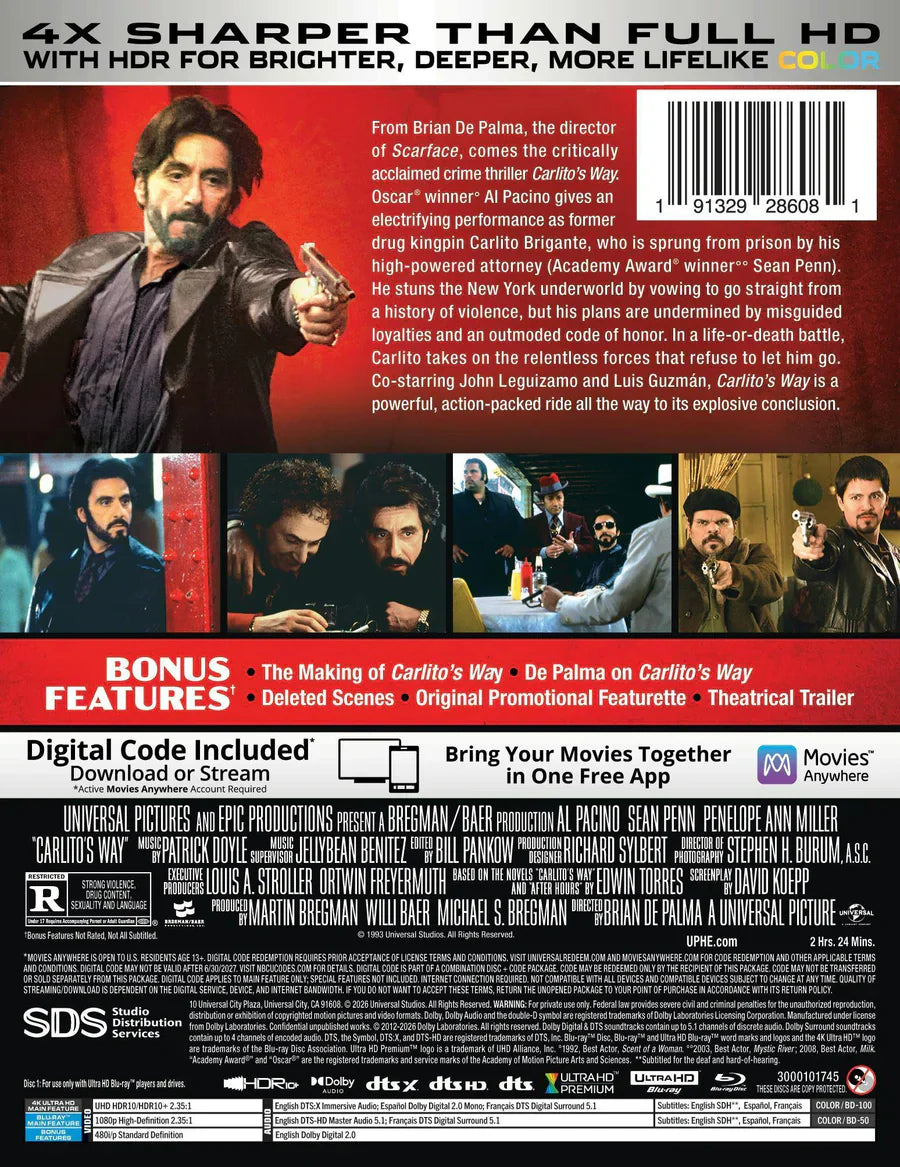 Carlito's Way - Limited Edition Steelbook (4K Ultra HD + Blu-ray + Digital)