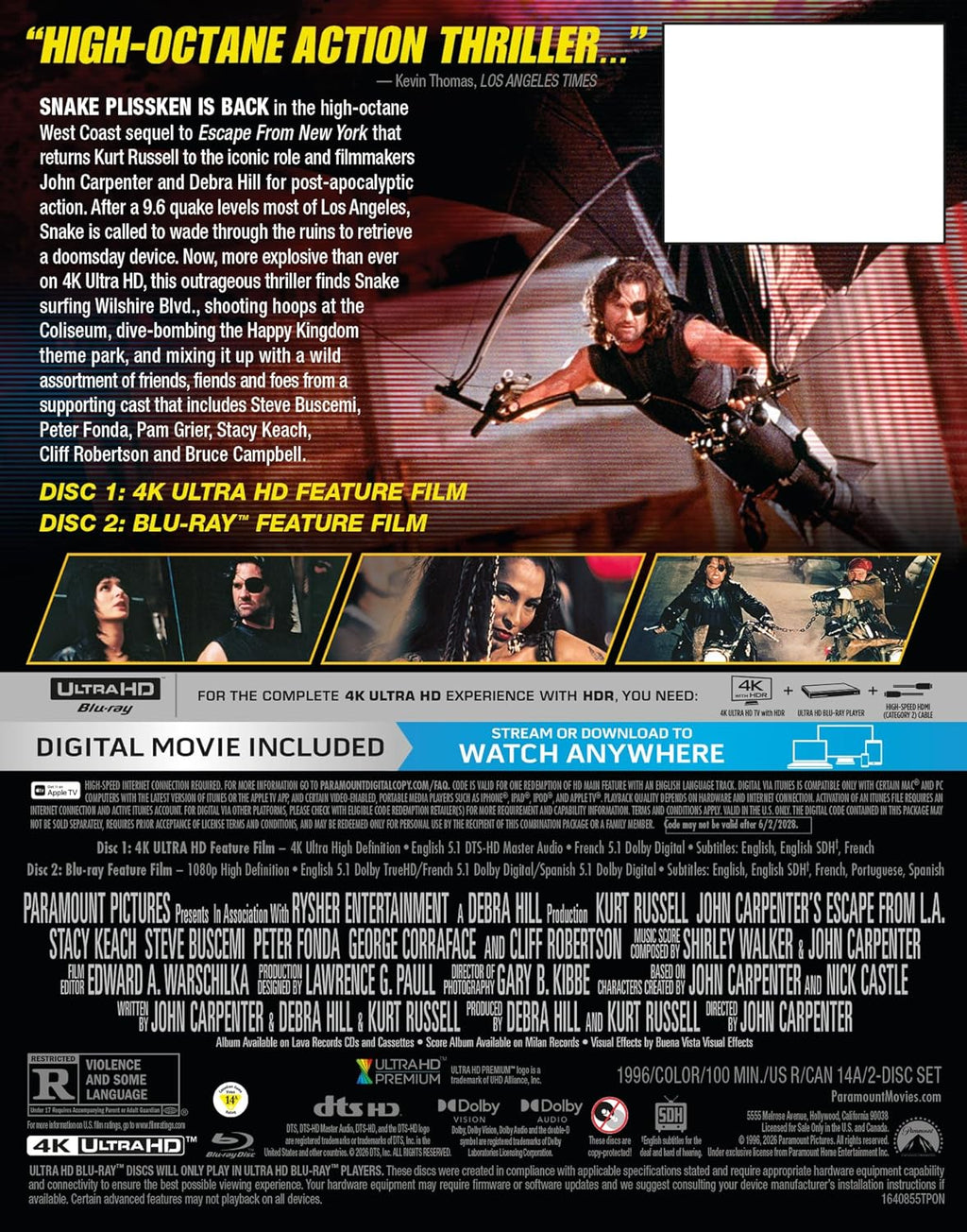 Escape From L.A -  30th Anniversary Limited Edition Steelbook (4K Ultra HD + Blu-ray + Digital)