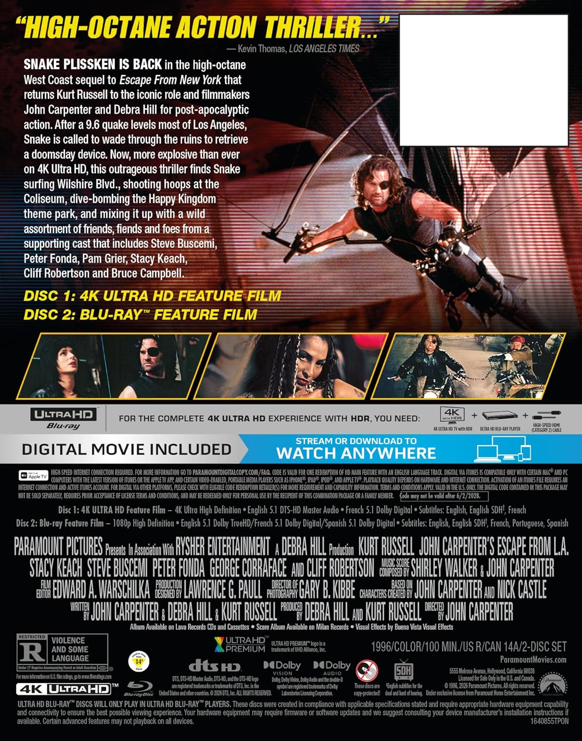 Escape From L.A -  30th Anniversary Limited Edition Steelbook (4K Ultra HD + Blu-ray + Digital)