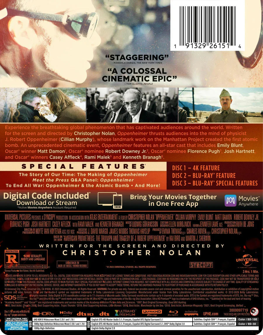 Oppenheimer - Limited Edition Collectible Steelbook (4K Ultra HD + Blu-ray + Digital)